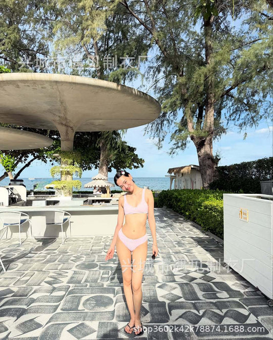 Strappy Grid Bikini Two-Piece Swimwear