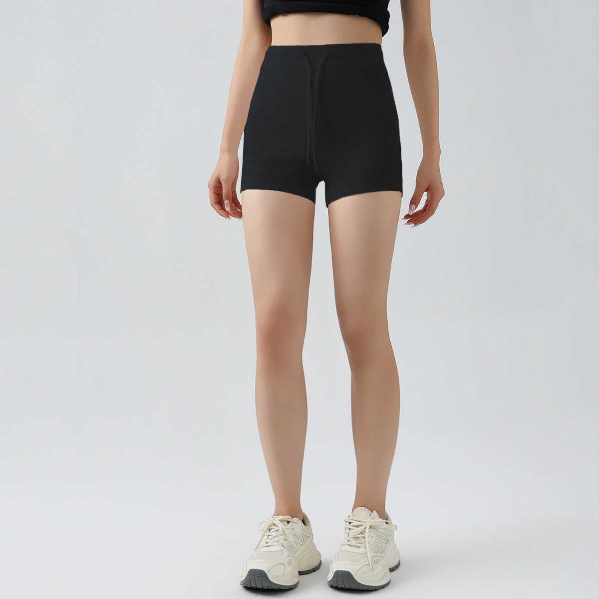 High-Waisted A-Line Drawstring Shorts