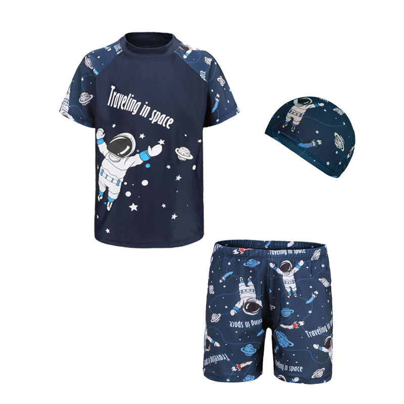Boys Quick-Dry Rash Guard Swimwear with Sun Protection