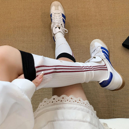 Striped Compression Calf Socks for Women - Breathable Fitness Socks