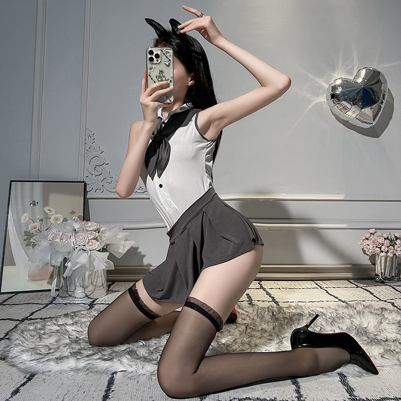 Black Lace Trim Thigh High Stockings with Over Knee Length