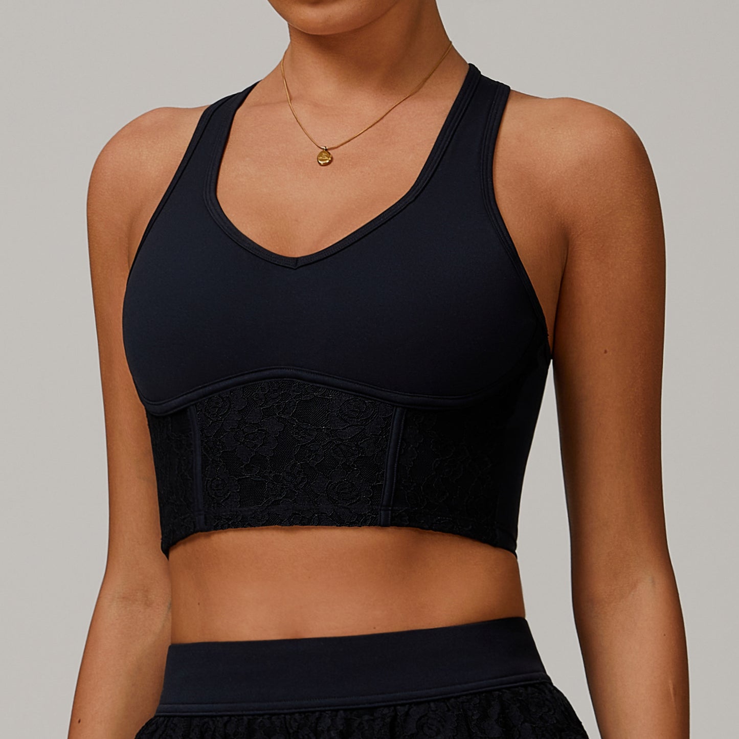Summer Lace Lingerie Yoga Top Soft Breathable Low Back Sport Camisole Running Fitness Top