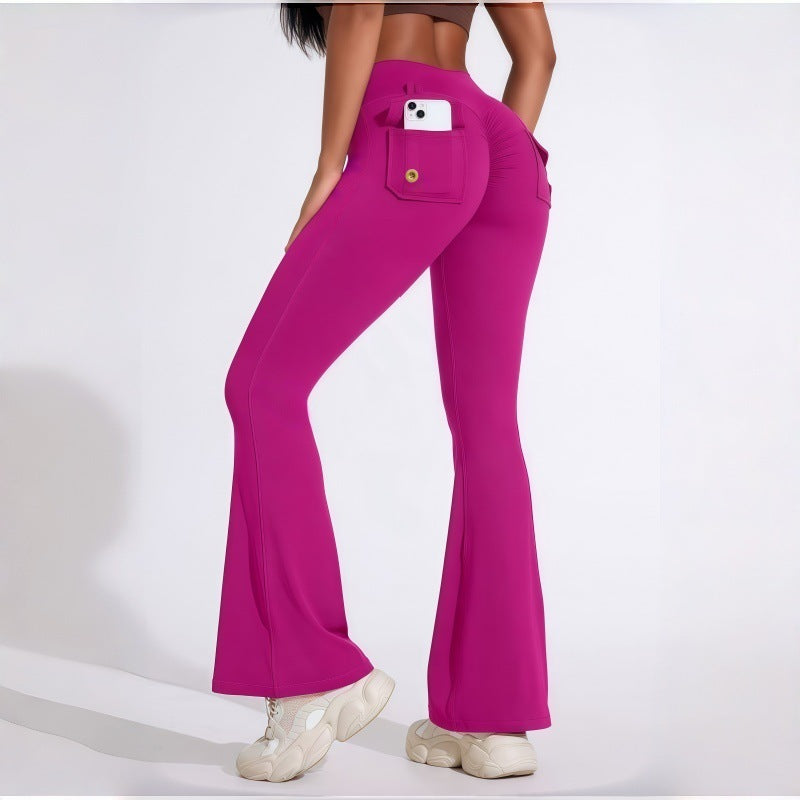 butt-lifting flared yoga leggings with cargo pockets