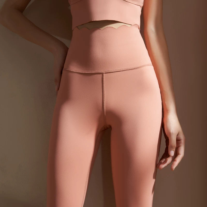 High Waisted Seamless Yoga Leggings with Floral Waistband