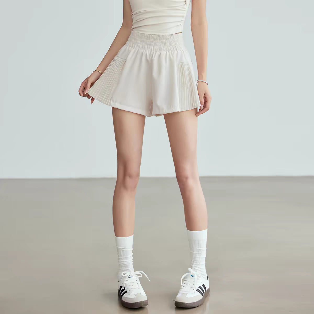 Wide Leg Pleated Shorts - Summer Lounge Activewear
