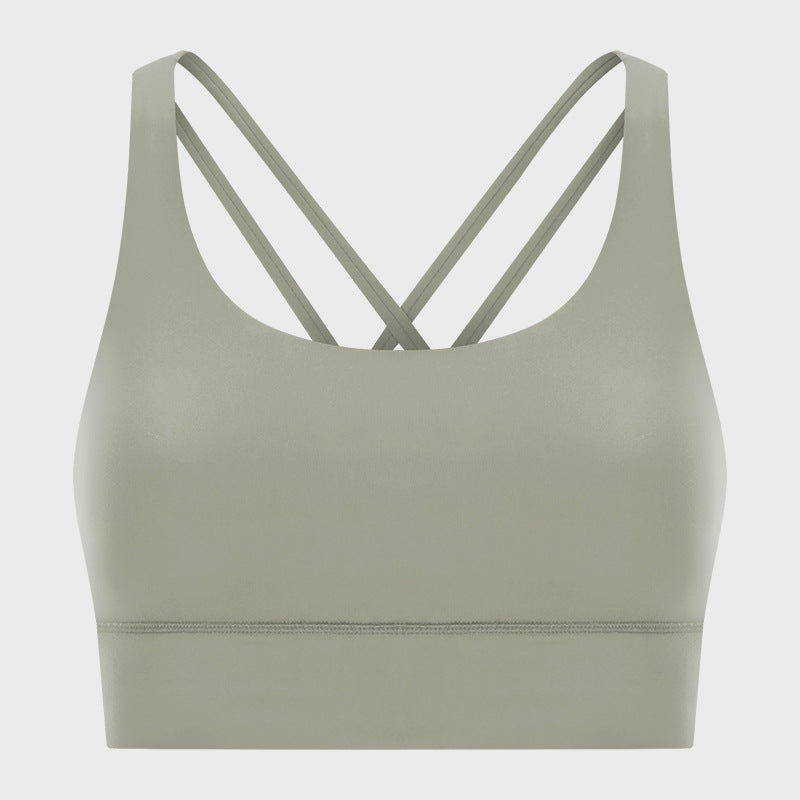 Crossback Sports Bra Matte Texture Wireless Support