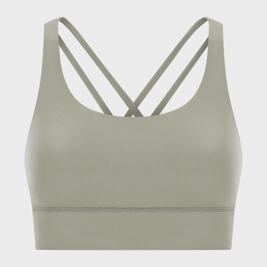Crossback Sports Bra Matte Texture Wireless Support