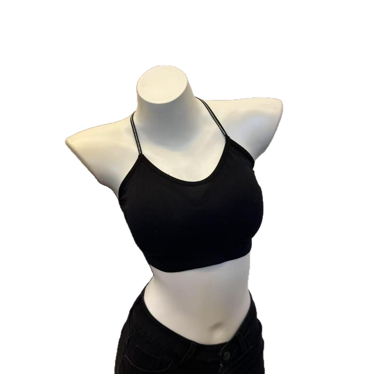Cross Back Bra with Sparkling Straps