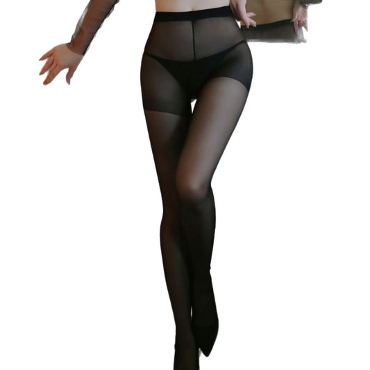Sheer Open-Crotch Bodystocking With Removable Garters - Matte Black