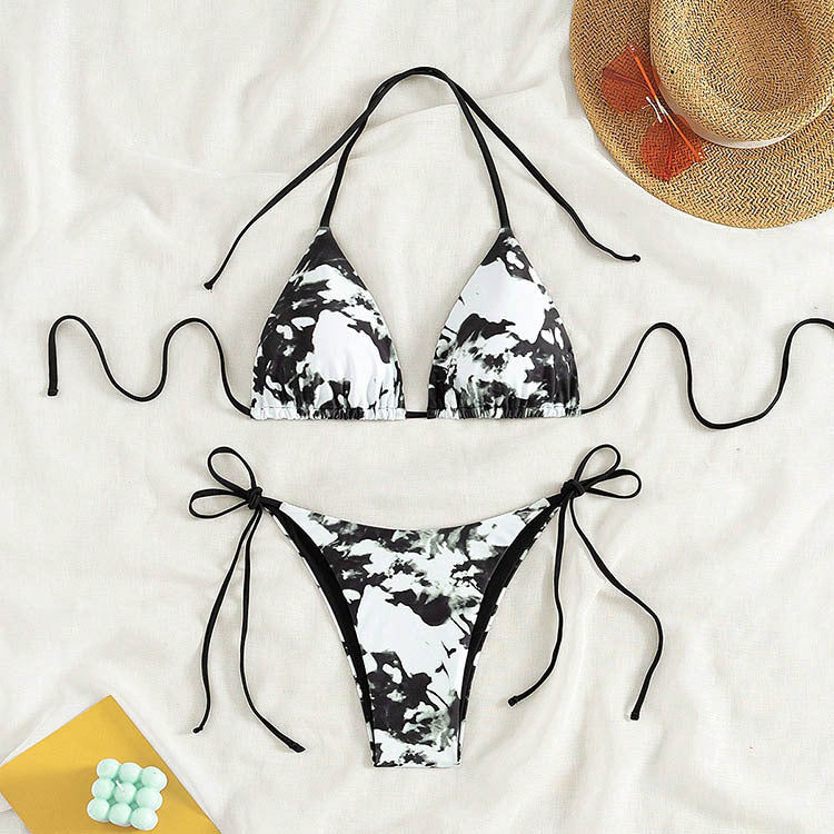 Tie-Dye Bikini Set - Halter Neck String Bikinis