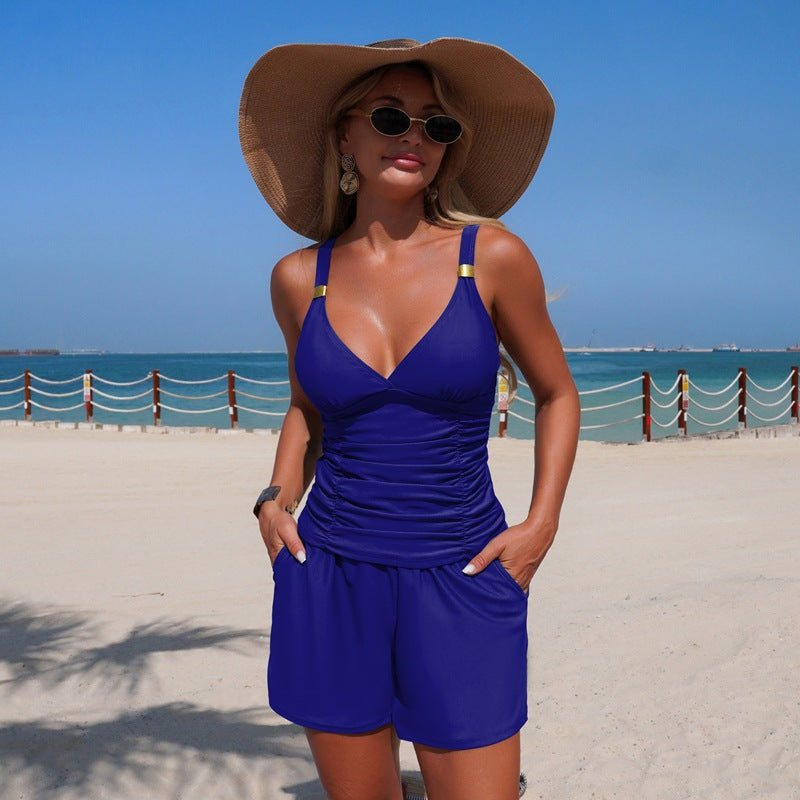 Tankini Set with Built-In Bra - Sporty Split Swimsuit for Beach & Pool
