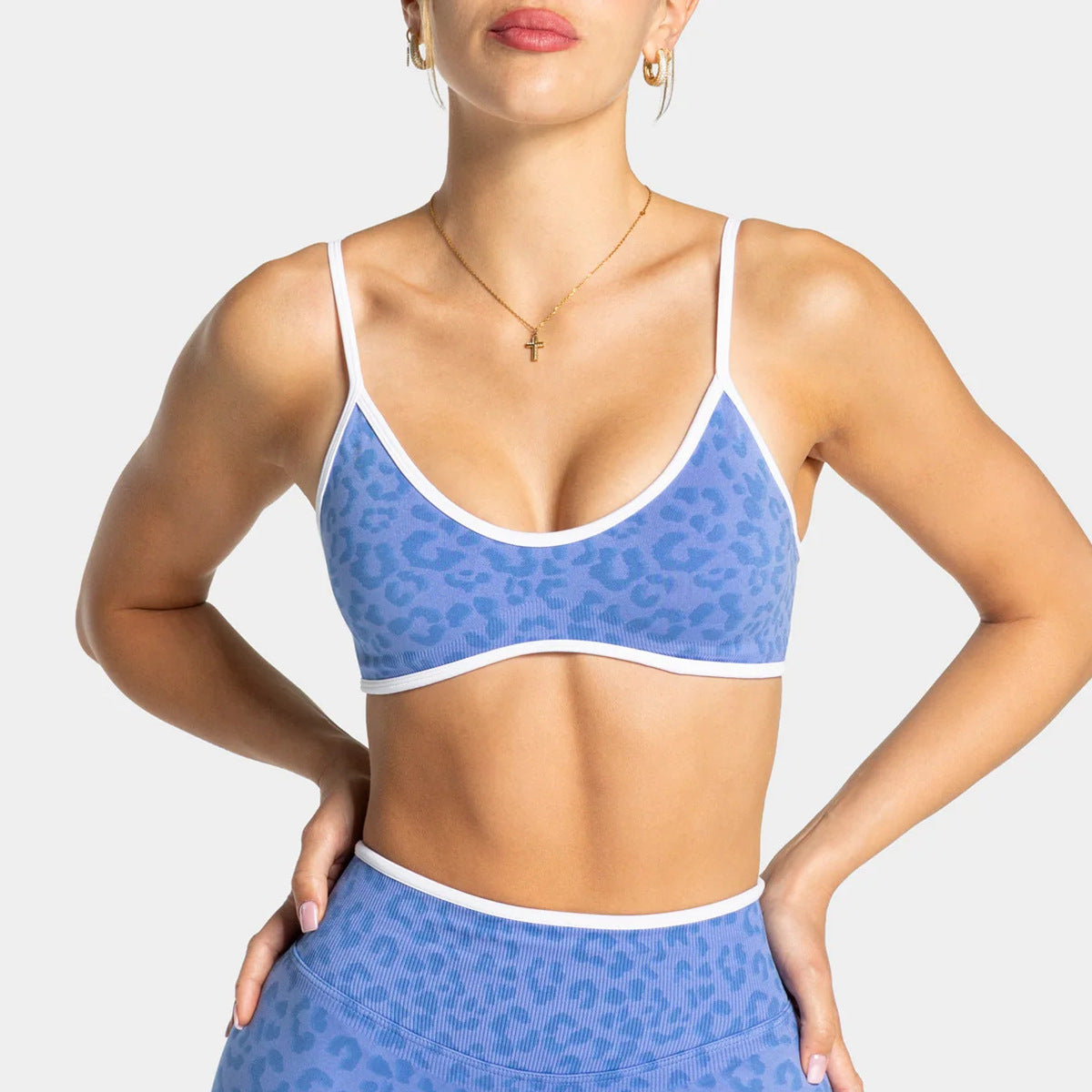 Leopard Print Sport Bra with Thin Straps