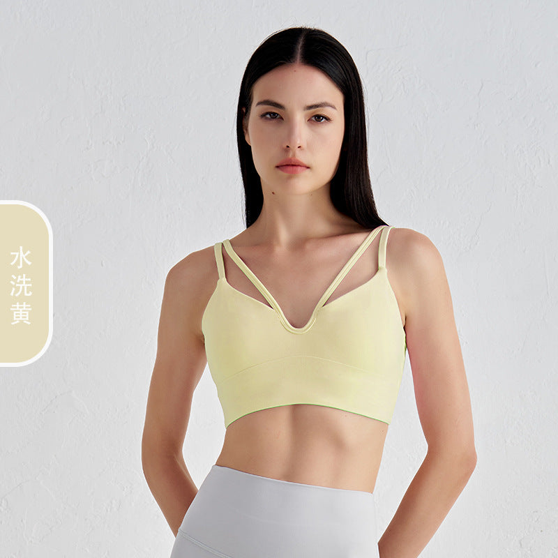 V-neck Strappy Yoga Camisole with Padded Support & Fine Shoulder Straps