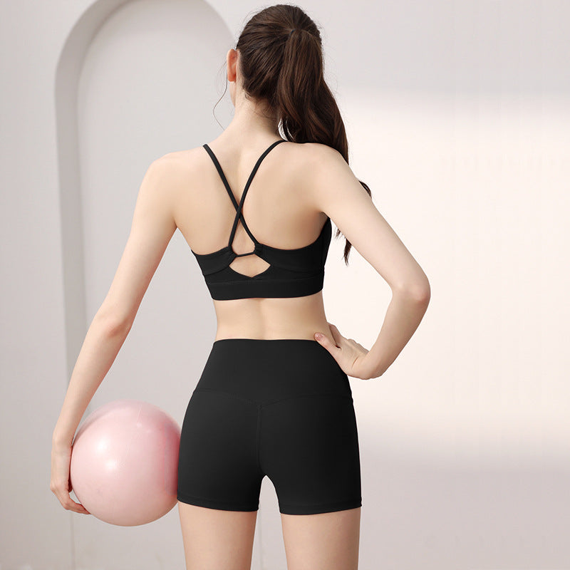 Supportive Sports Bra and Shorts Set - Breathable Yoga Activewear