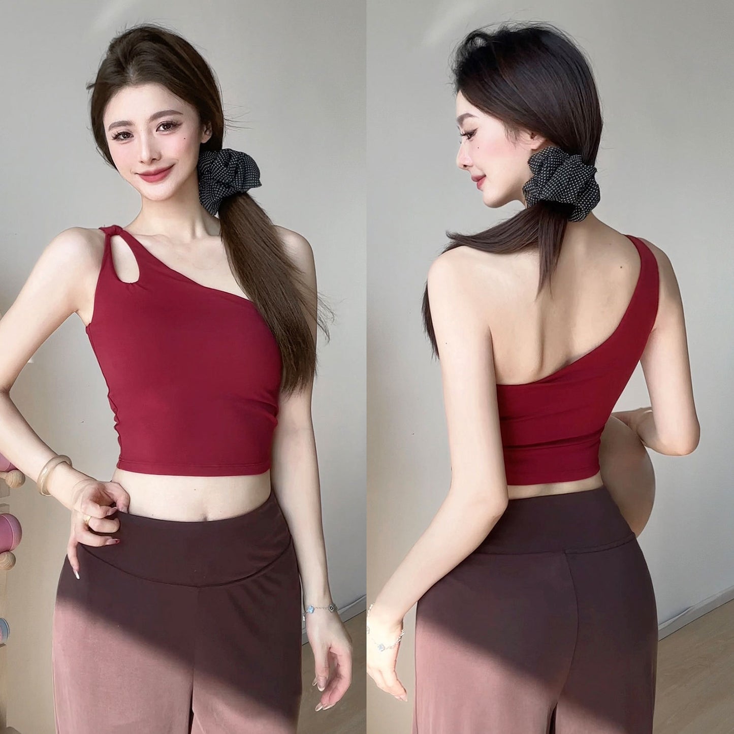 Summer Sports Bra Top - One Shoulder One Piece Yoga Camisole