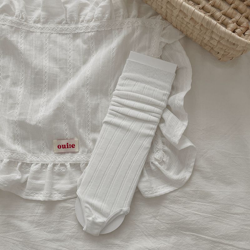 Ballet Ruched Mid-Calf Socks with Ruffle Trim for Sandals