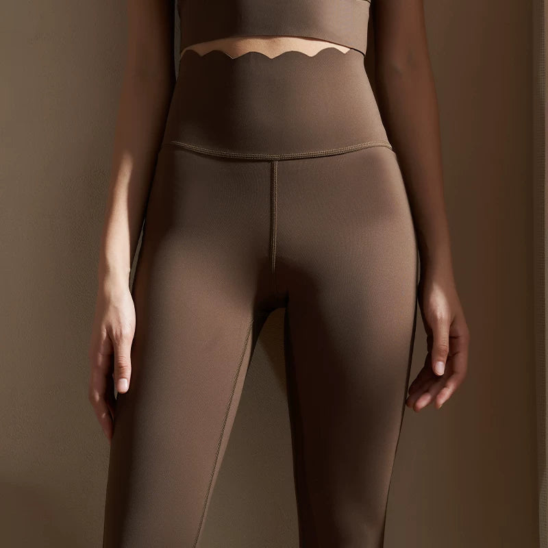 High Waisted Seamless Yoga Leggings with Floral Waistband
