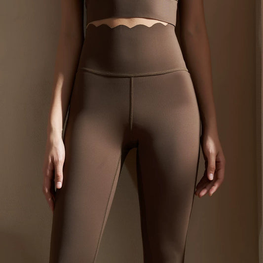 High Waisted Seamless Yoga Leggings with Floral Waistband