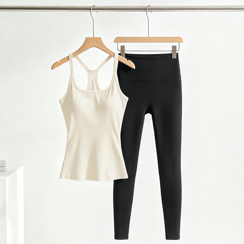 Crisscross Back Padded Tank Top with Removable Cups - Breathable Yoga Cami