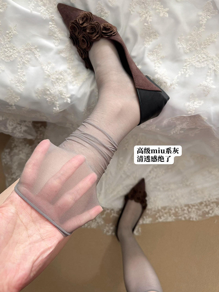 Sheer Ballet Ruched Leg Socks - Breathable Thin Summer Socks