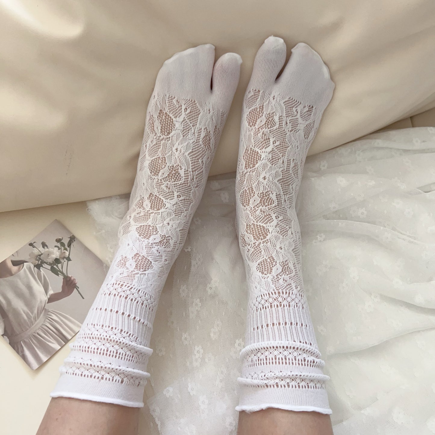 Lace Ruffle Calf Socks for Women - Sheer Retro Lolita Style