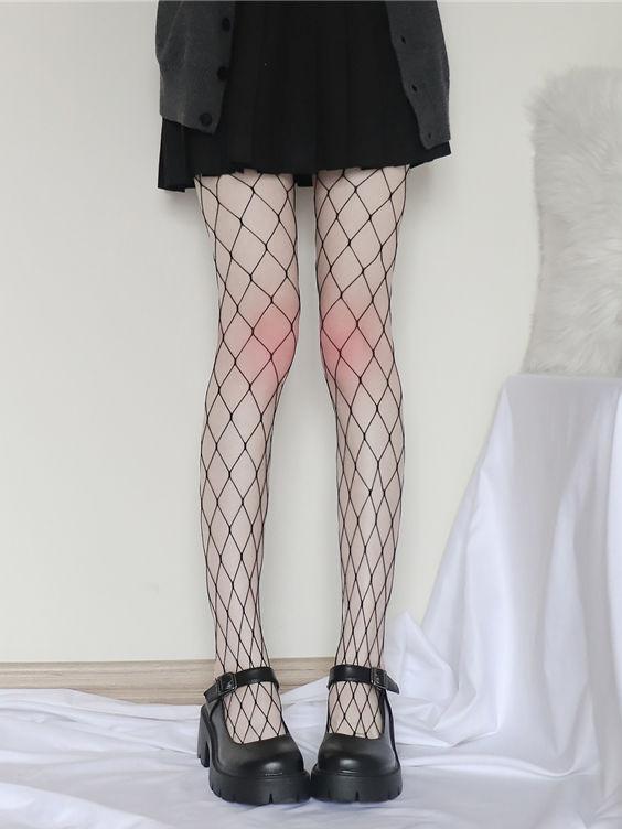 Ripped Lace Fishnet Tights Cutout Stockings Y2K Punk Style