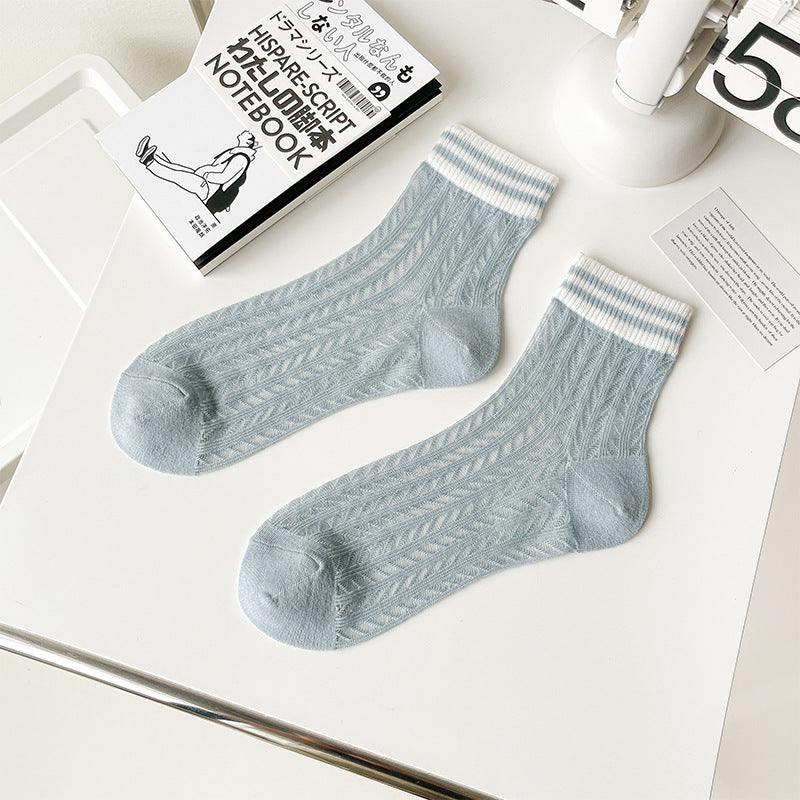 Women's Breathable Mesh Mid-Calf Socks Summer Thin Hollow Out