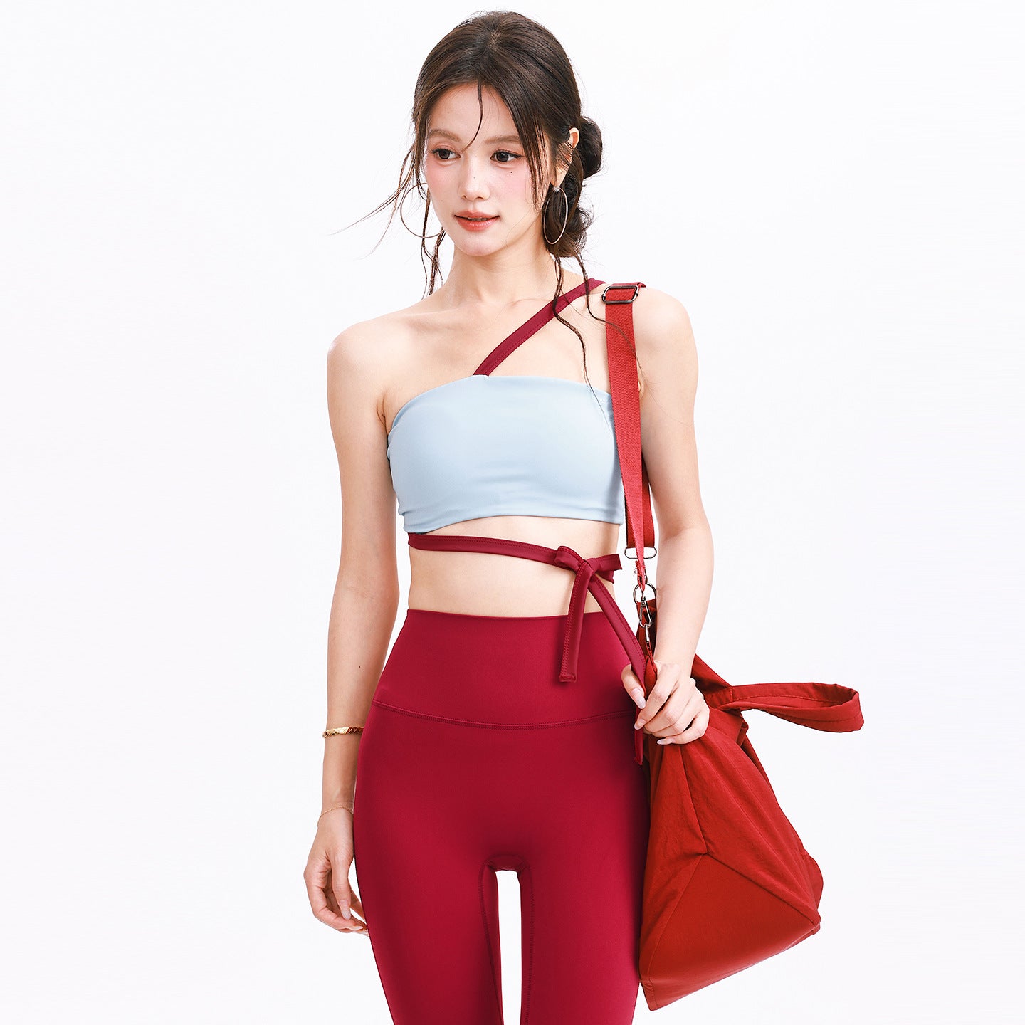 Design Strap Sports Bra & High-Waist Leggings Set - Padded Athletic Lingerie