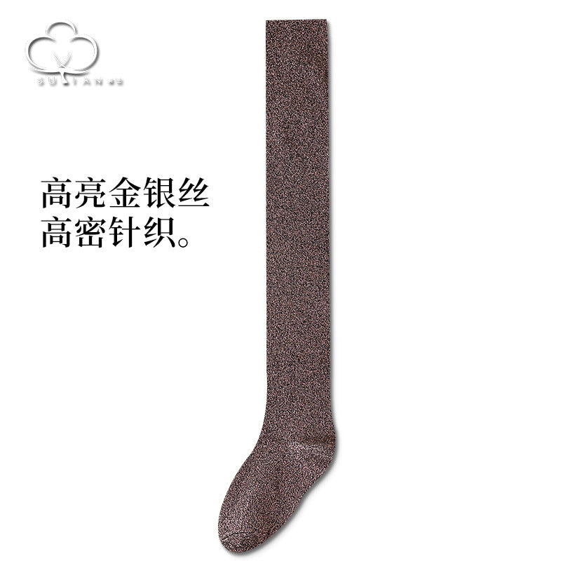 Shimmer Metallic Thigh High Socks - Sparkly Over Knee Stockings