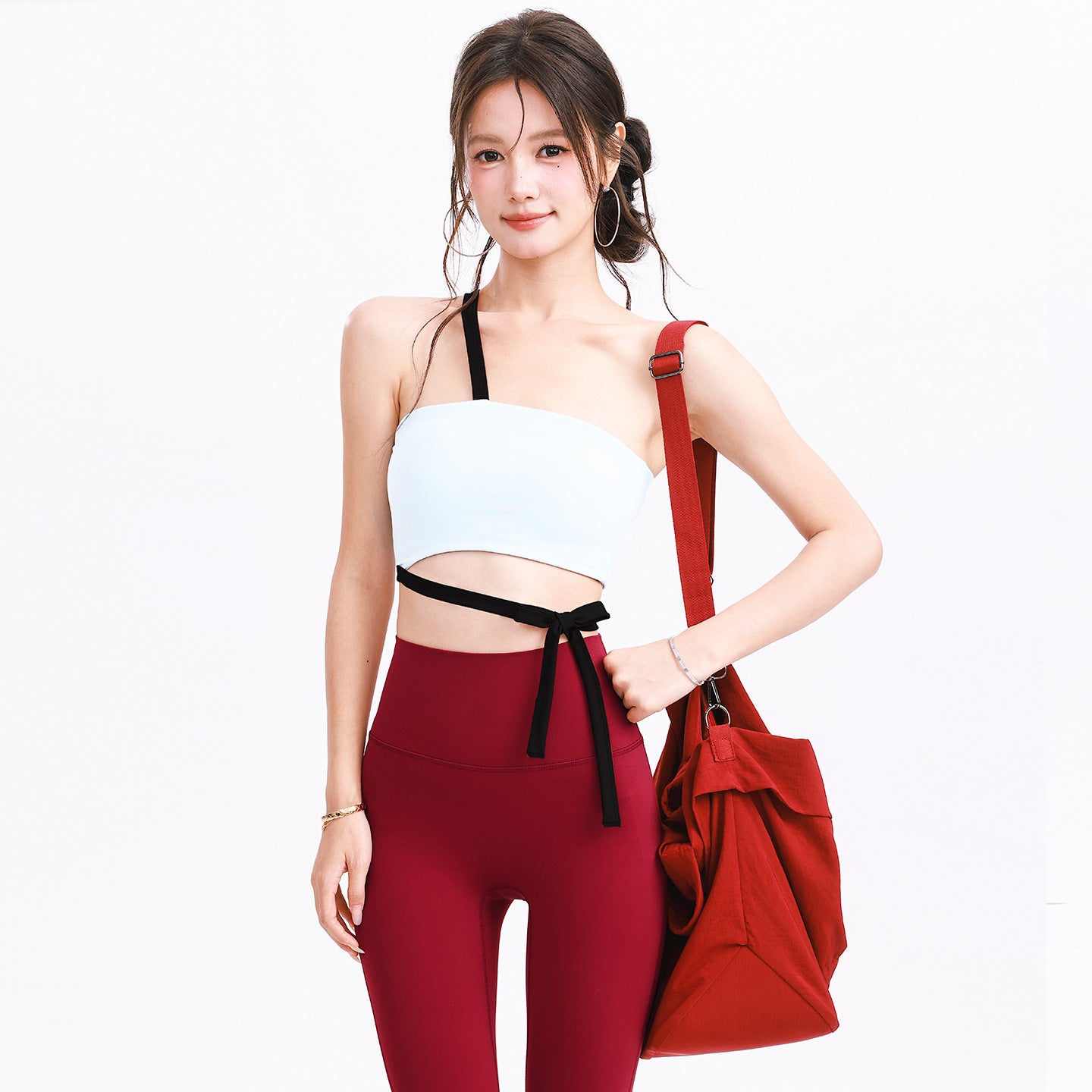 Design Strap Sports Bra & High-Waist Leggings Set - Padded Athletic Lingerie