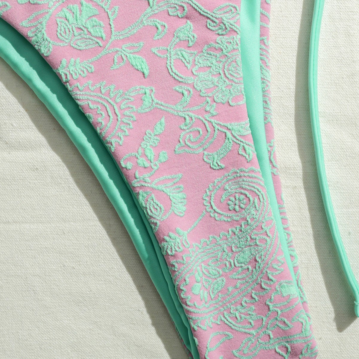 Floral Print Tie Bikini Set - Pastel Patterns & Ruched Tops