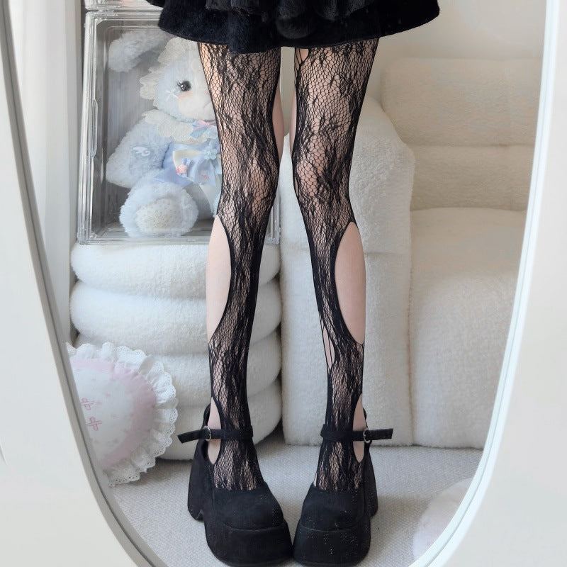 Lace Floral Mesh Tights - Sheer Patterned Pantyhose for Women