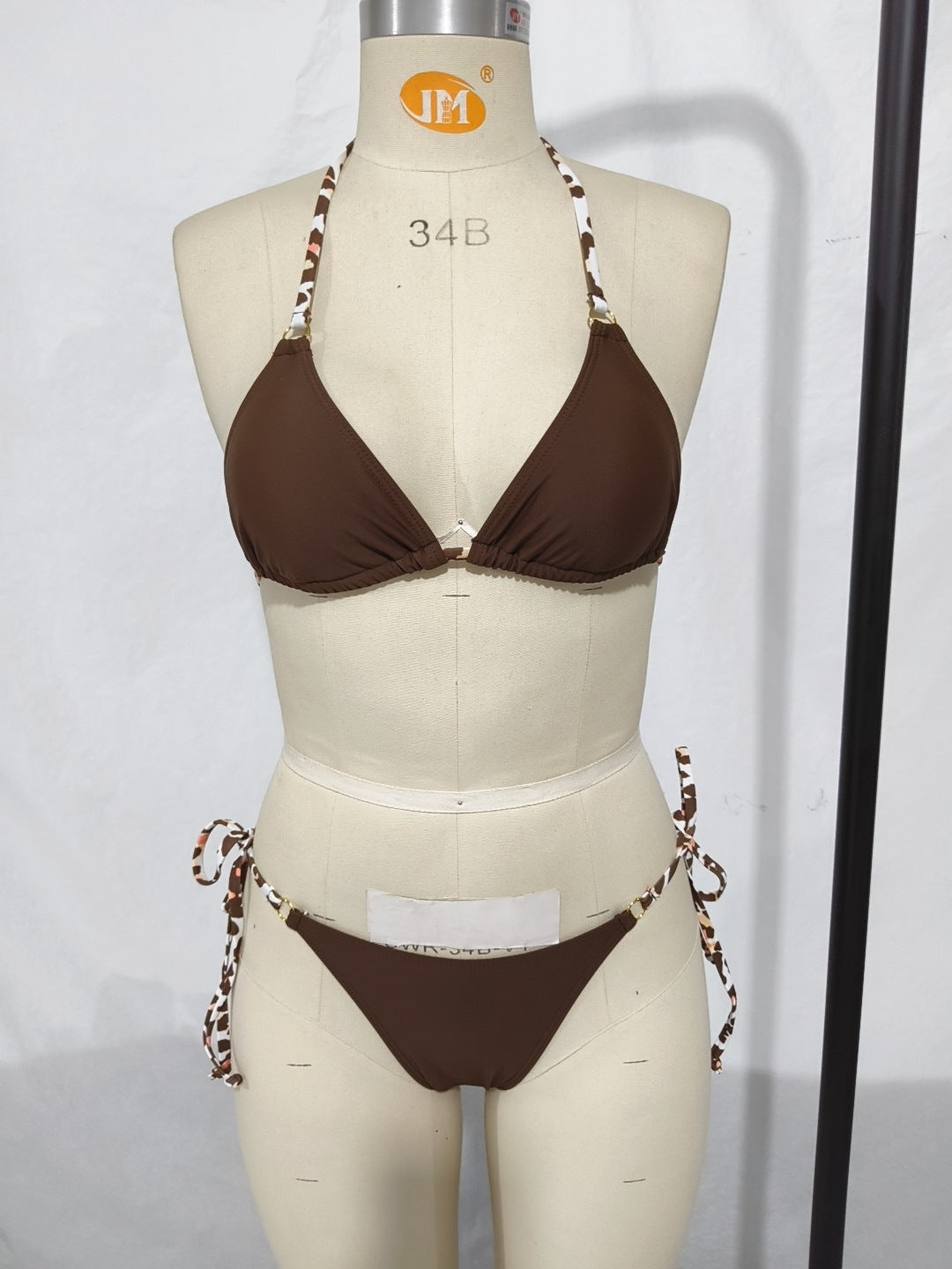 deep v neck bikini with side tie and backless design