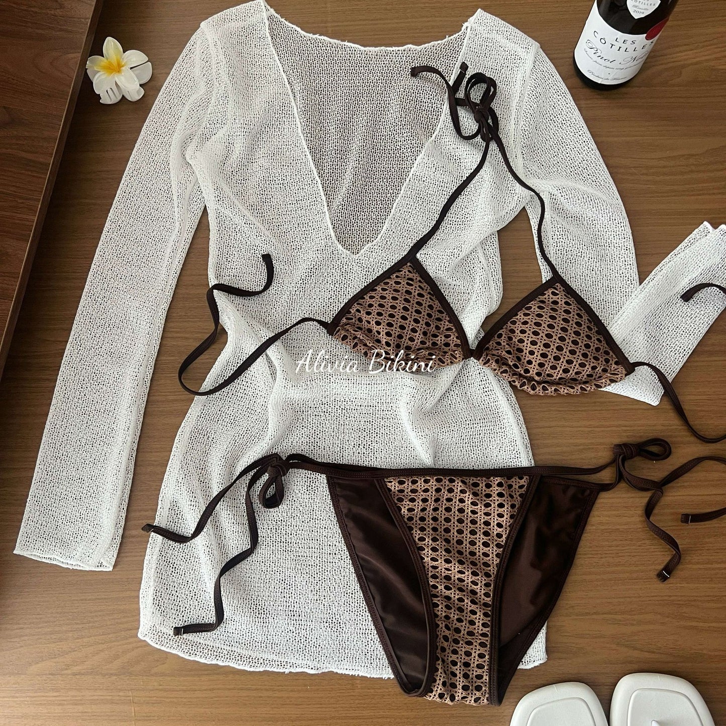 Pure Desire Retro White Water Vacation Bikini Set