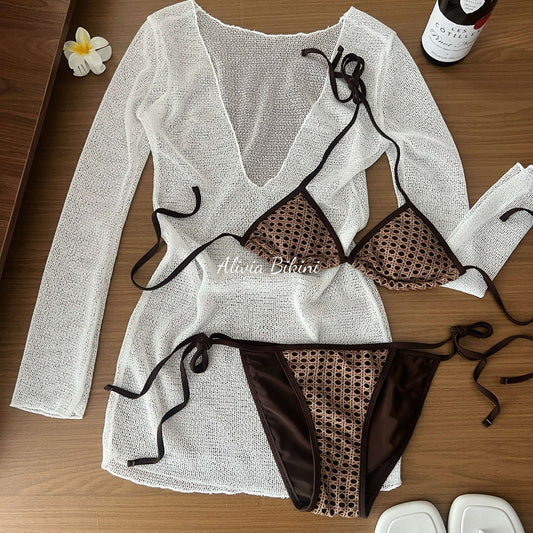Pure Desire Retro White Water Vacation Bikini Set