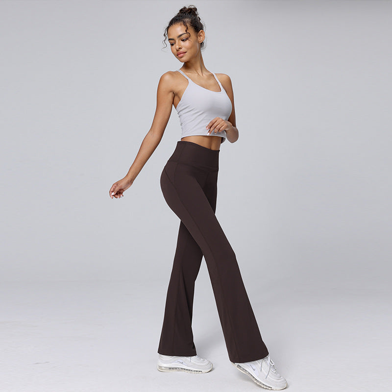 High-Waist Micro-Flare Yoga Pants Nylon-Lycra Hip-Lift