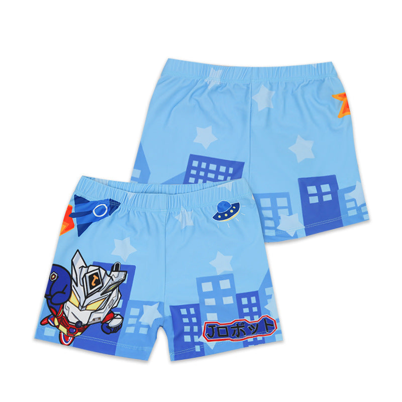 Children's Cartoon Swimwear Trunks & Caps