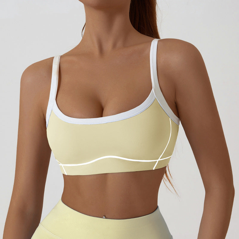 Nude Feel Removable Strappy Sports Bra Colour Block Yoga Camisole