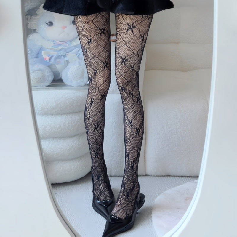 Lace Floral Mesh Tights - Sheer Patterned Pantyhose for Women