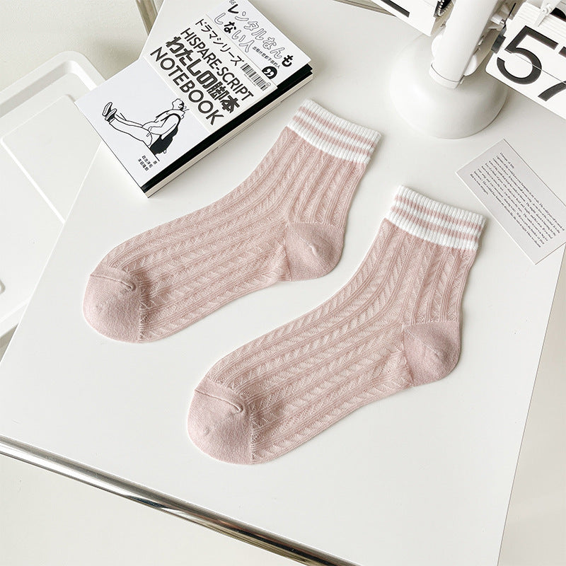 Women's Breathable Mesh Mid-Calf Socks Summer Thin Hollow Out