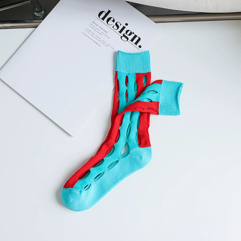 Sheer Mesh Polka Dot Mid Calf Socks Women Breathable Fashion