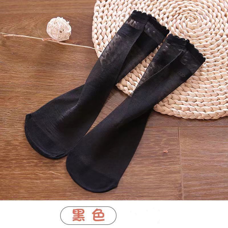 Ultra Sheer Thin Summer Stockings for Women - Ruffled Edge Ice Silk Socks