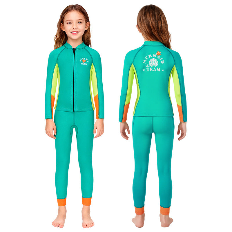 2.5mm Split Long Sleeve Girl's Swimwear Rash Guard