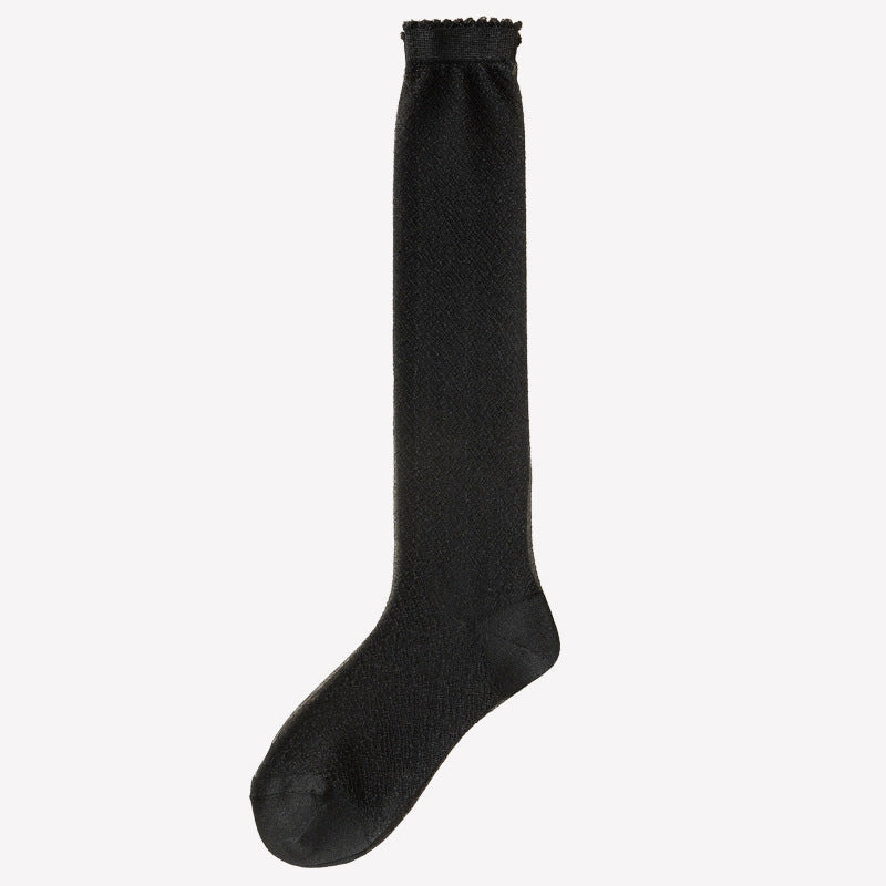 Shiny Metallic Sheer Knee High Socks Women Breathable Summer Stockings