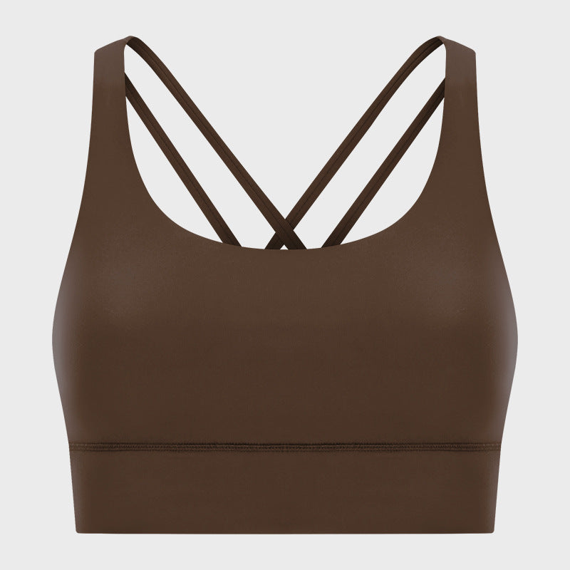 Crossback Sports Bra Matte Texture Wireless Support