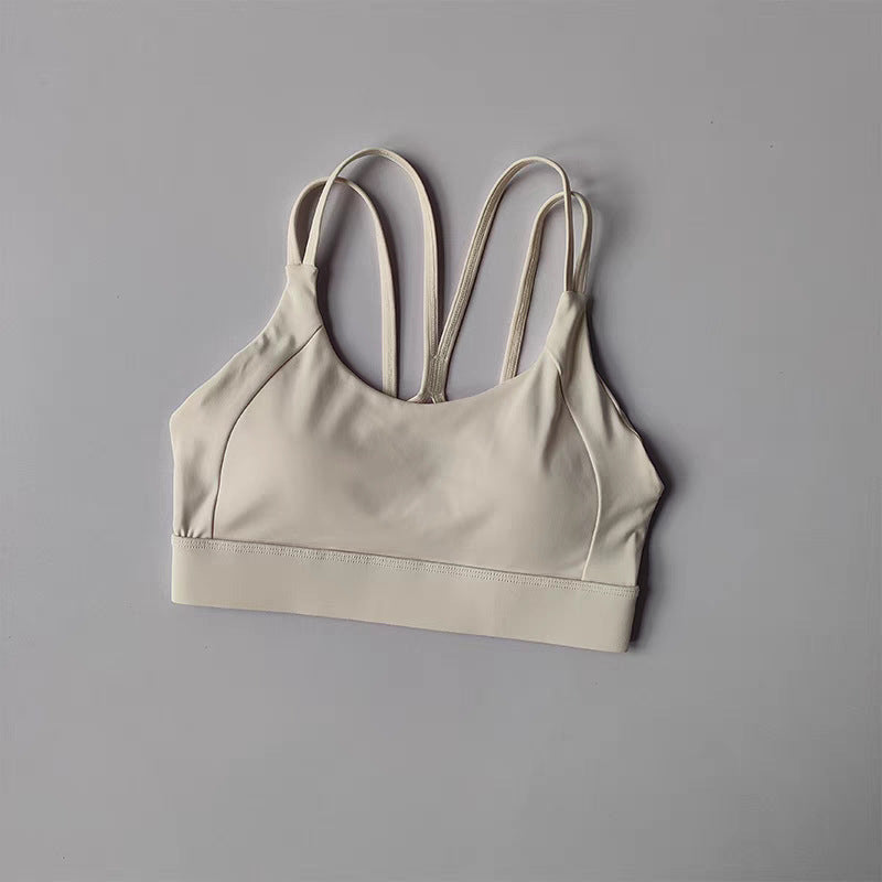 High-Support Cross-Back Sports Bra with Fixed Cups