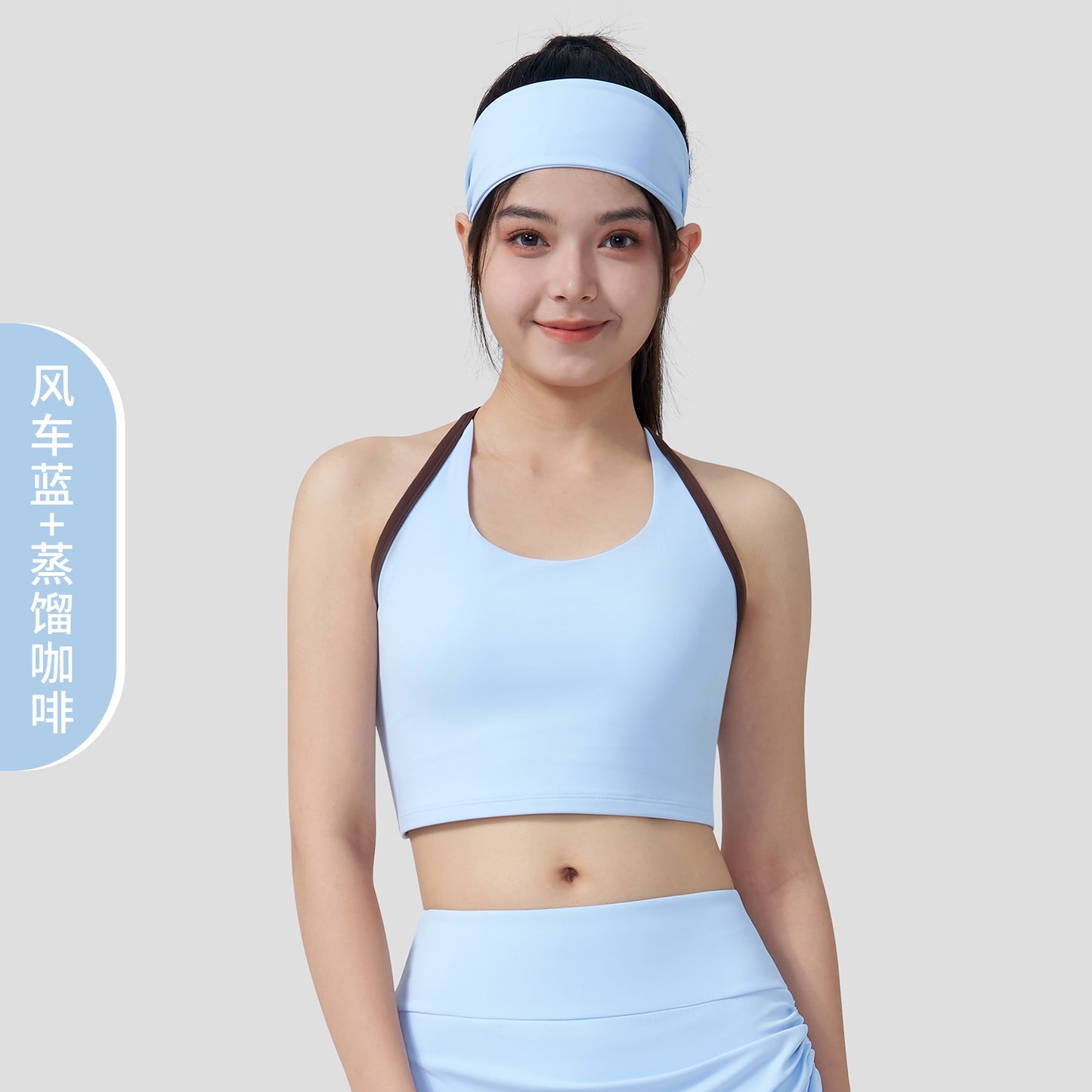 hanging neck sports bra - breathable backless crop top