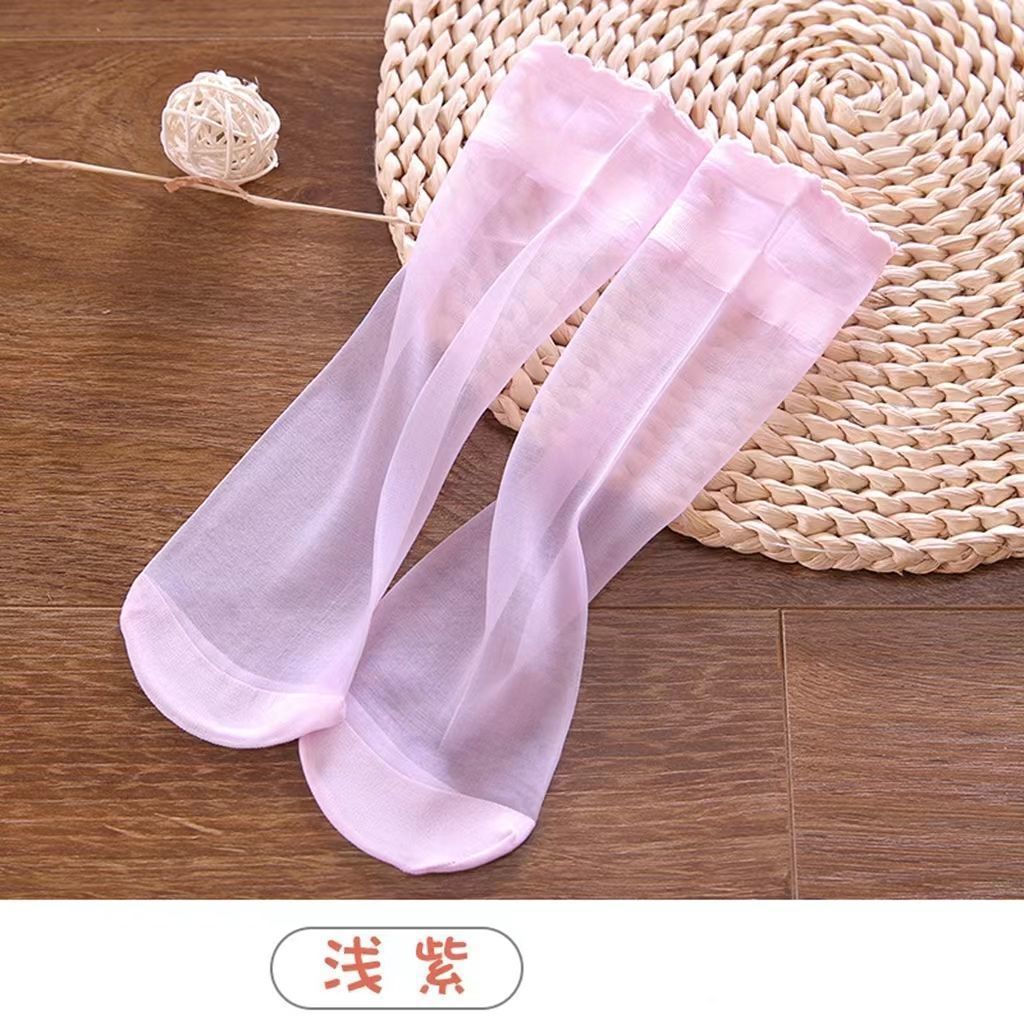 Ultra Sheer Thin Summer Stockings for Women - Ruffled Edge Ice Silk Socks