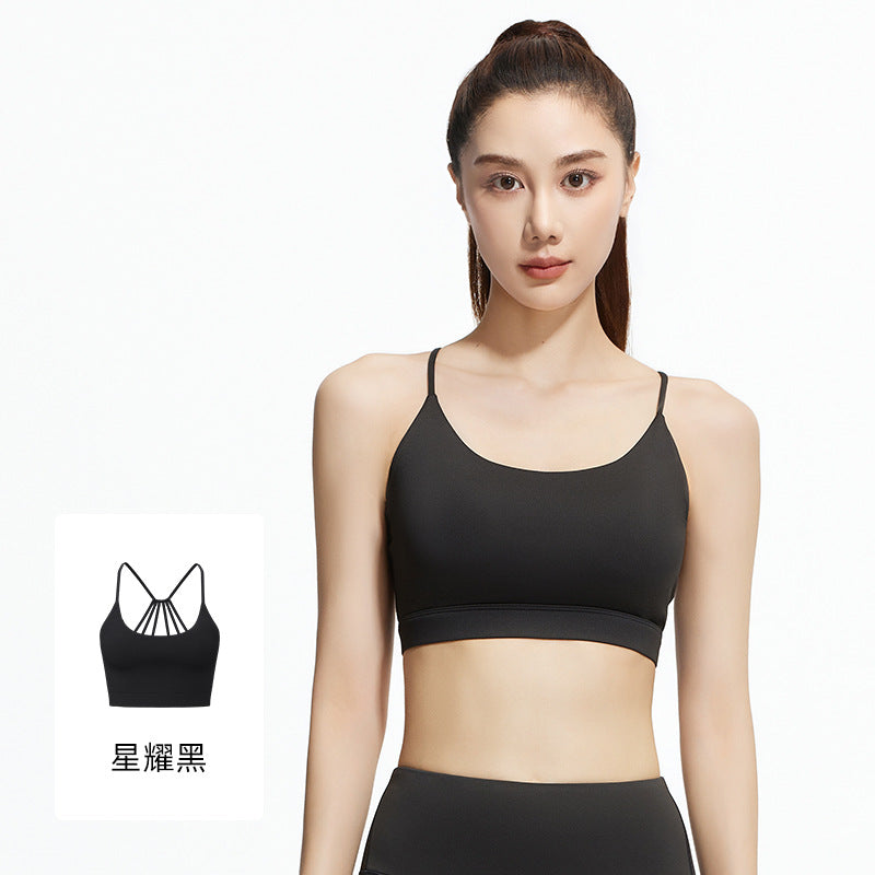Strappy Back Support Sports Bra - Athletic Performance Bra for Running & Yoga