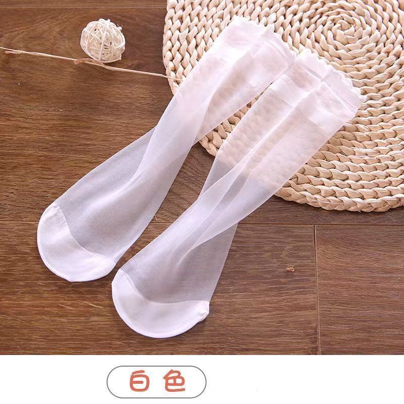Ultra Sheer Thin Summer Stockings for Women - Ruffled Edge Ice Silk Socks